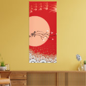 Oriental Bright Moon Swallows Zen Modern Art Canvas Afdruk (Insitu (Woonkamer))