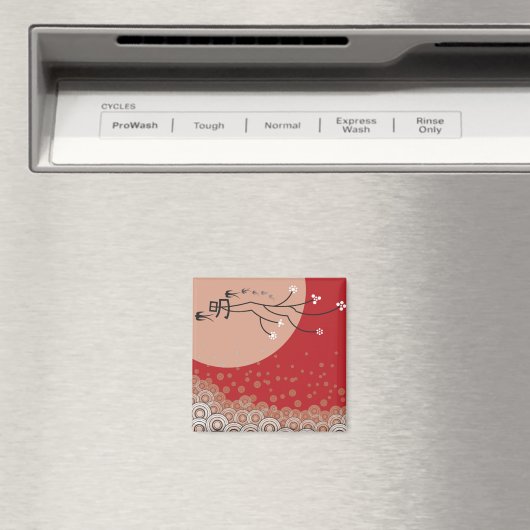 Oriental Bright Moon Swallows Zen Modern Art Magneet (Insitu (Vaatwasser))