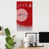 Oriental Bright Moon Swallows Zen Modern Art Poster (Thuiskantoor)