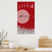 Oriental Bright Moon Swallows Zen Modern Art Poster (Keuken)