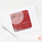 Oriental Bright Moon Swallows Zen Modern Art Vierkante Sticker (Envelop)