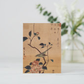 Oriental Camellia en Warbler Briefkaart (Staand voorkant)