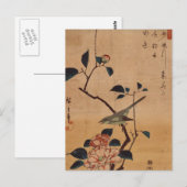 Oriental Camellia en Warbler Briefkaart (Voorkant / Achterkant)