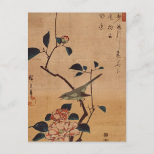 Oriental Camellia en Warbler Briefkaart
