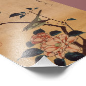 Oriental Camellia en Warbler Foto Afdruk (Hoek)