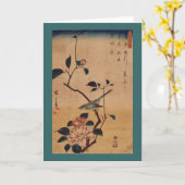 Oriental Camellia en Warbler Kaart (Gele Bloem)