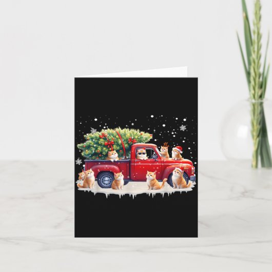 Oriental Cat Red Truck Christmas Tree Santa Ugly X Kaart (Voorkant)