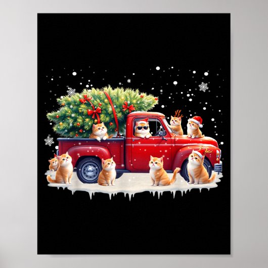 Oriental Cat Red Truck Christmas Tree Santa Ugly X Poster (Voorkant)