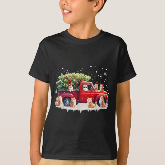 Oriental Cat Red Truck Christmas Tree Santa Ugly X T-shirt (Voorkant)