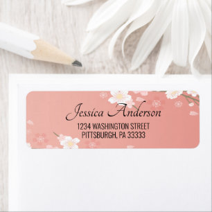 Oriental Cherry Blossom Mailing Adres Etiket