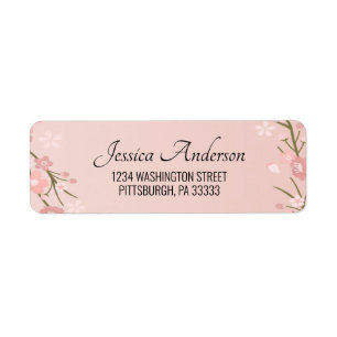 Oriental Cherry Blossom Mailing Adres Etiket