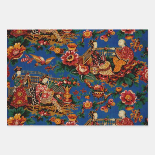 -Oriental Chinoiserie-rappelpapier Inpakpapier Vel (Voorkant 3)
