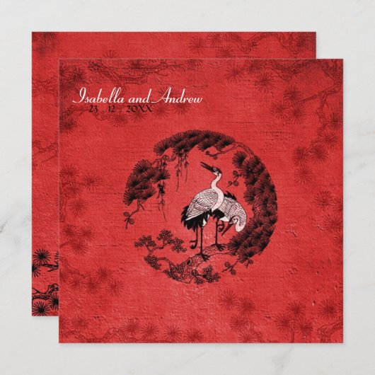 Oriental Cranes 3 Kaart (Voorkant / Achterkant)