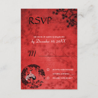 Oriental Cranes bruiloft RSVP-uitnodiging refwi3 RSVP Kaartje
