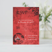 Oriental Cranes bruiloft RSVP-uitnodiging refwi3 RSVP Kaartje (Staand voorkant)