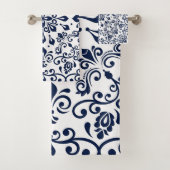 Oriental Damask blauw op wit Bad Handdoek (Insitu)