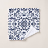 Oriental Damask blauw op wit Bad Handdoek (Wasdoekje)