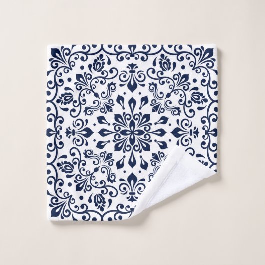 Oriental Damask blauw op wit Bad Handdoek (Wasdoekje)