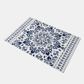 Oriental Damask blauw op wit Deurmat (Schuin)