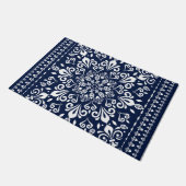 Oriental Damask Blue en White Deurmat (Schuin)