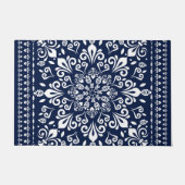 Oriental Damask Blue en White Deurmat (Voorkant)