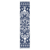 Oriental Damask Blue en White Korte Tafelloper (Voorkant)