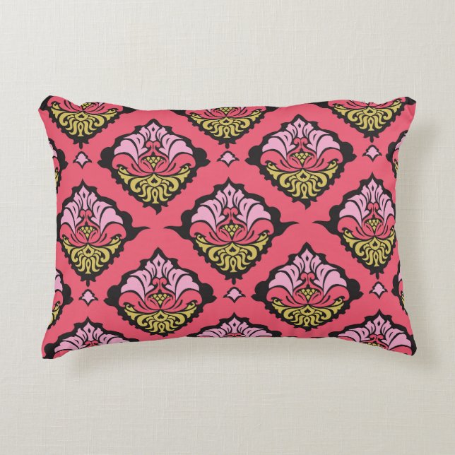 Oriental Damask Floral naadloos behang Accent Kussen (Voorkant)