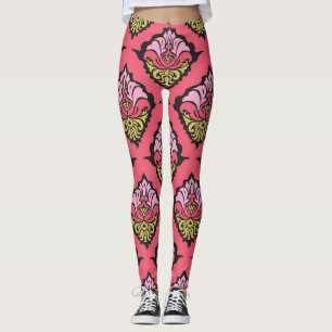 Oriental Damask Floral naadloos behang Leggings