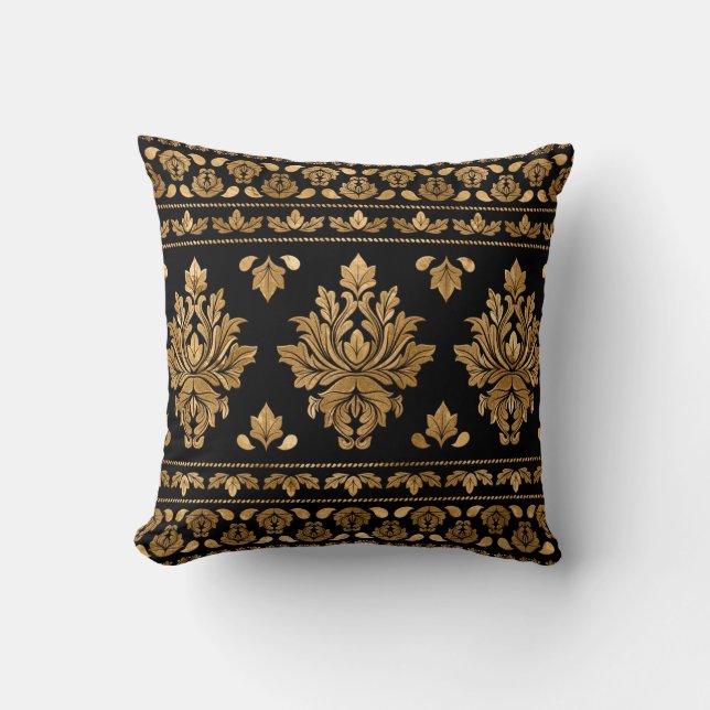 Oriental  Damask Ornament - Black and gold Kussen (Voorkant)
