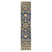 Oriental Damask Ornament - Gold op donkerblauw #1 Korte Tafelloper (Voorkant)