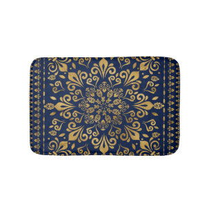 Oriental Damask Ornament - Gold op donkerblauw #3 Badmat