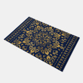 Oriental Damask Ornament - Gold op donkerblauw #3 Deurmat (Schuin)