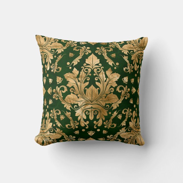 Oriental  Damask Ornament - Green and gold Kussen (Voorkant)