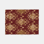Oriental  Damask Patroon - Rood en goud Fleece Deken (Voorkant (Horizontaal))