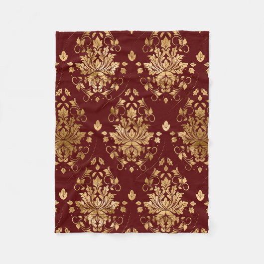 Oriental  Damask Patroon - Rood en goud Fleece Deken (Voorkant)