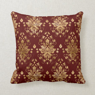 Oriental Damask Patroon - Rood en goud Kussen
