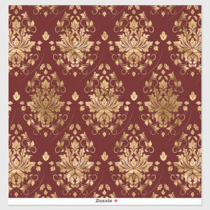 Oriental Damask Patroon - Rood en goud Sticker