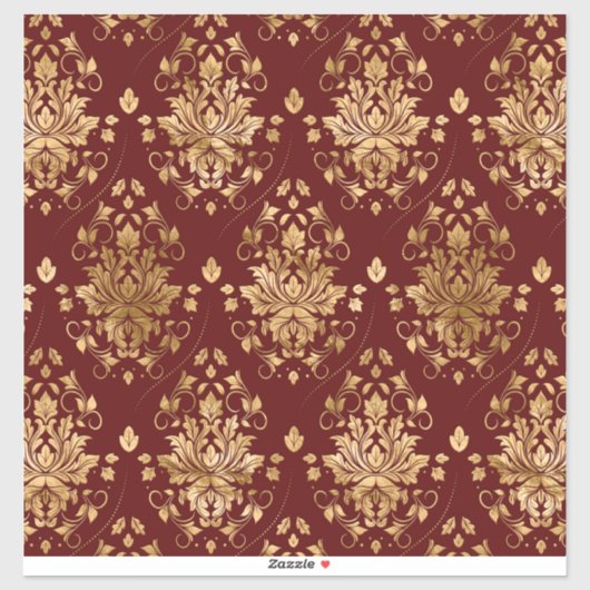 Oriental  Damask Patroon - Rood en goud Sticker (Vel)