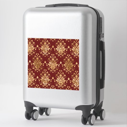 Oriental  Damask Patroon - Rood en goud Sticker (Koffer)