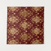 Oriental  Damask Patroon - Rood en goud Wandkleed (Voorkant (horizontaal))