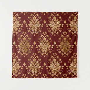 Oriental  Damask Patroon - Rood en goud Wandkleed