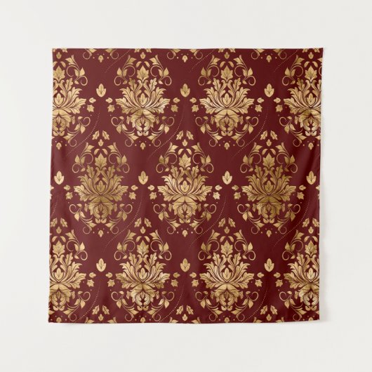 Oriental  Damask Patroon - Rood en goud Wandkleed (Voorkant)
