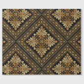 Oriental  Damask-patroon - zwart en goud Cadeaupapier (Vlak)