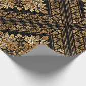 Oriental  Damask-patroon - zwart en goud Cadeaupapier (Hoek)