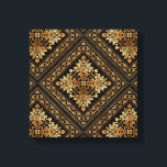 Oriental  Damask-patroon - zwart en goud Canvas Afdruk<br><div class="desc">Oriental  Damask-patroon - zwart en goud</div>