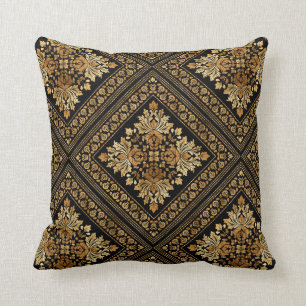 Oriental Damask-patroon - zwart en goud Kussen