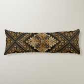 Oriental Damask-patroon - zwart en goud Lichaamskussen (Voorkant)
