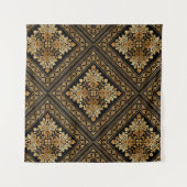 Oriental  Damask-patroon - zwart en goud Wandkleed (Voorkant)