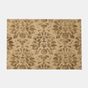 Oriental Damask Pattern Pastel Gold Deurmat