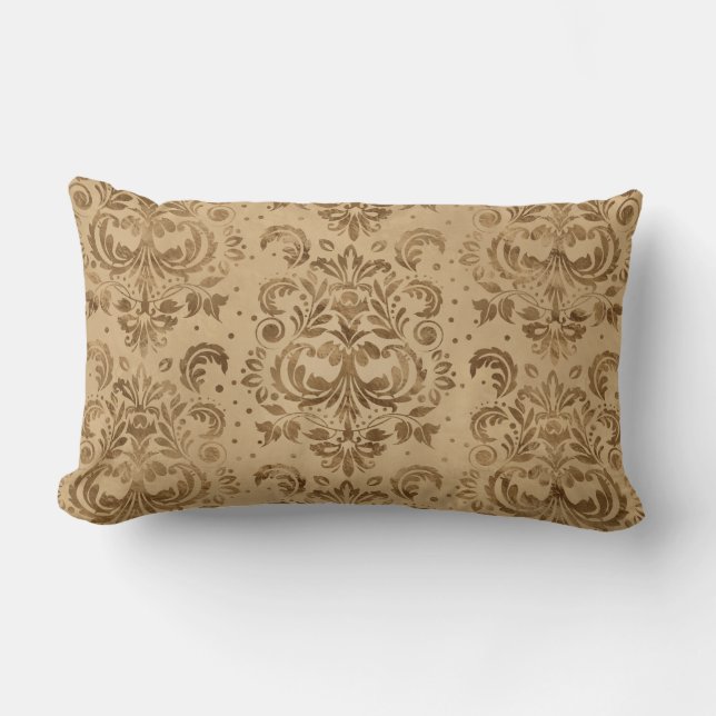 Oriental Damask Pattern Pastel Gold Kussen (Voorkant)